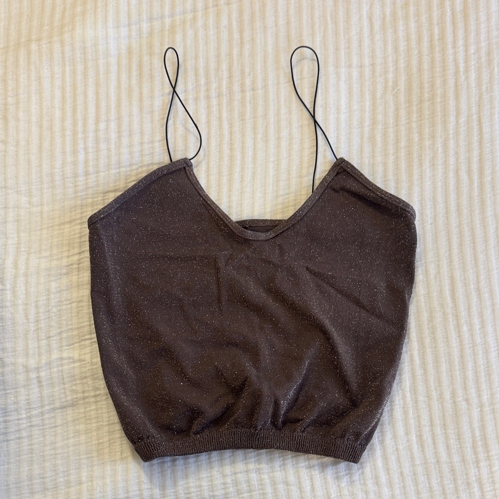 Shimmer Brown Spaghetti-Strap Camisole